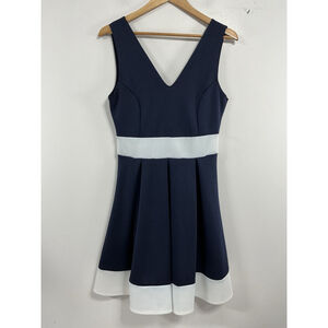 Womans Excellent Cond. Maru Sleeveless Pullover Fit & Flare Dress XL Blue White